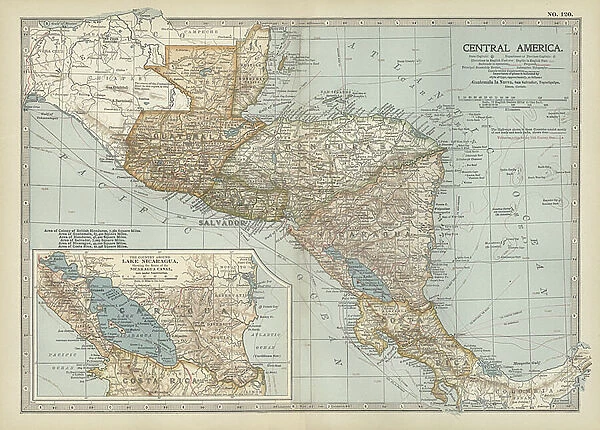 Map of Central America, c.1900 (engraving)