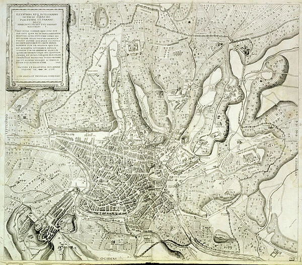 Map of the city of Rome, engraved by the artist, 1557 (engraving)
