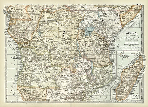 Map of colonial Africa with Madagascar, c.1900 (engraving)