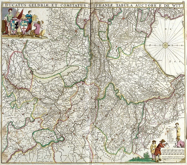Map of the Duche of Gelderland and the Count of Zutphen (Germany) (etching, 1671)