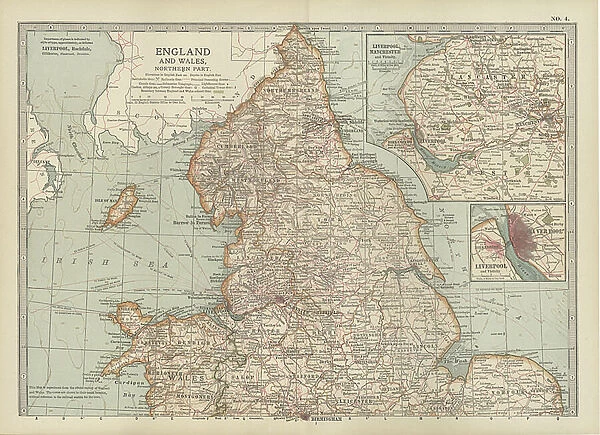 Map of England and Wales, c.1900 (engraving)