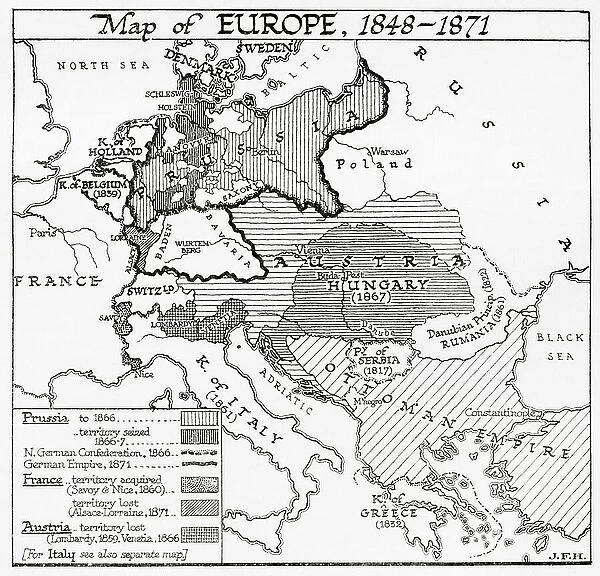 Map of Europe, 1848 - 1871. (print)