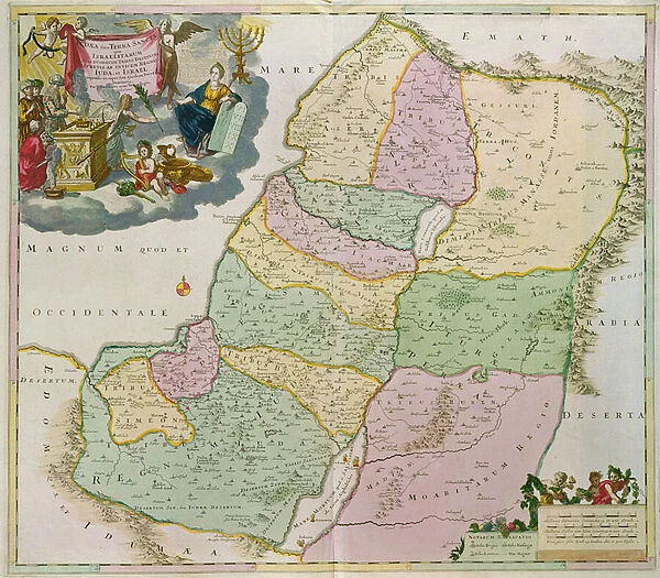 Map of the Holy Land (coloured engraving)