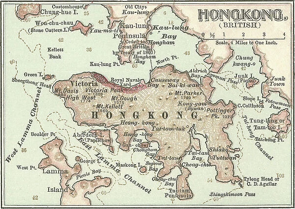 Map of Hong Kong, c.1900 (engraving)