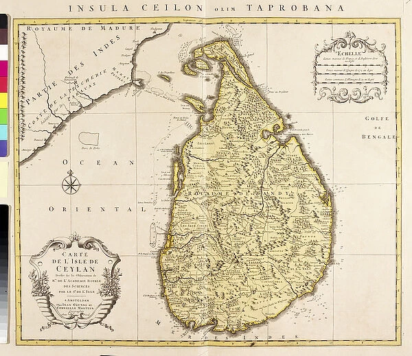 Map of the island of Ceylon (Sri Lanka) (etching, 1730)