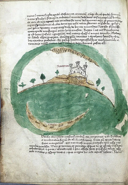Map of the island of Santorini (Greece), 1420 (parchment)