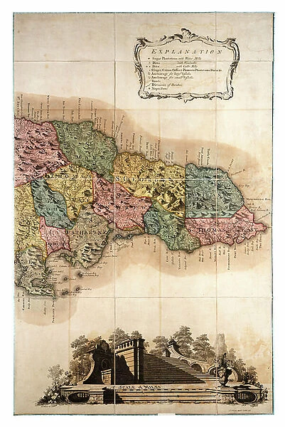 Map of Jamaica, 19th century (print)