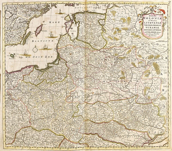 Map of the Kingdom of Poland, Duches of Lithuania and Livonia (Latvia) (Baltic Countries