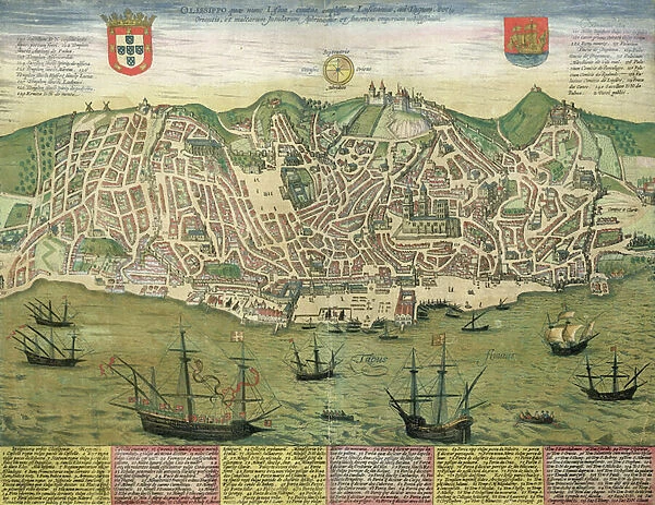 Map of Lisbon, from Civitates Orbis Terrarum by Georg Braun (1541-1622