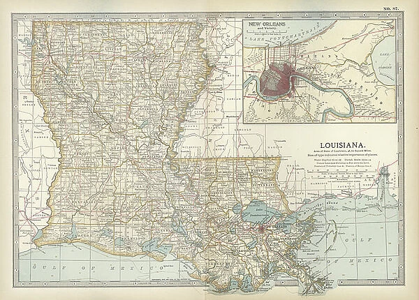 Map of Louisiana, c.1900 (engraving)