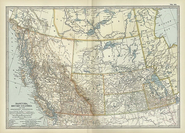 Map of Manitoba and British Columbia, c.1900 (engraving)