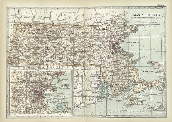 Map of Massachusetts, c.1900 (engraving)