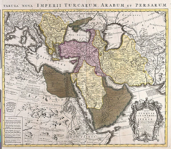 Map of the Middle East: Turkish Empire, Persia and Arabian Peninsula (etching, 1730)