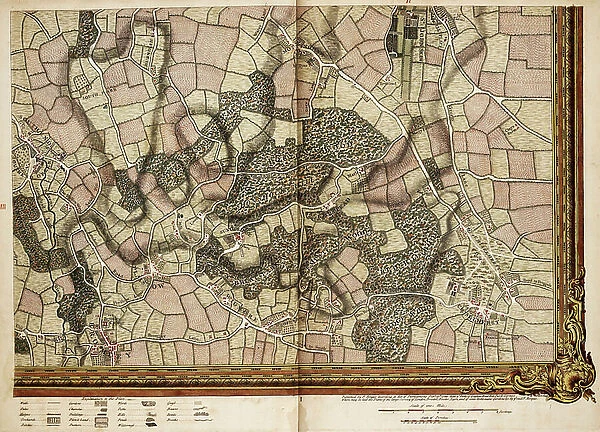 Map of Mottingham, Bromley and Chislehurst, 1746 (coloured engraving)