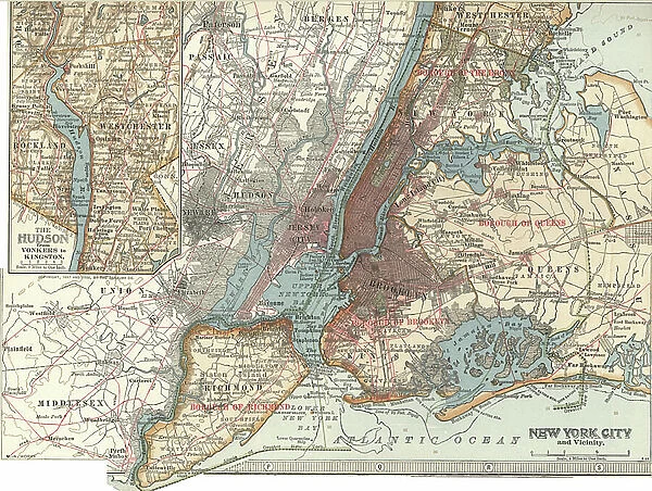 Map of New York City, c.1900 (engraving)