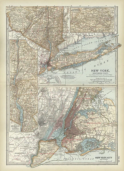 Map of New York State, c.1900 (engraving)