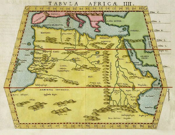 Map of North Africa, c. 1580s (coloured engraving)