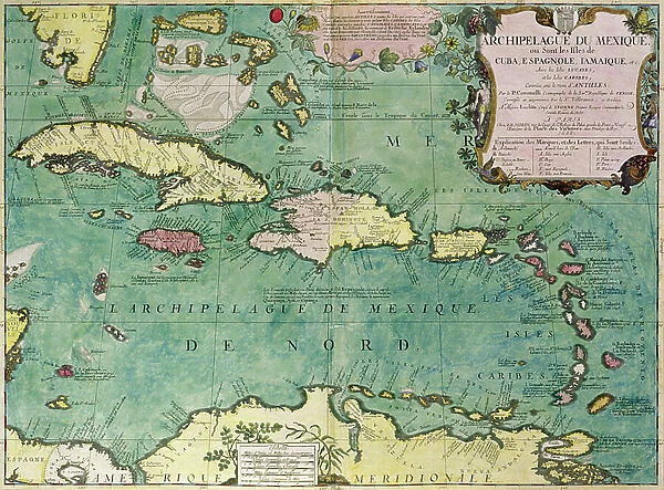 Map of the northern Mexican archipelago and the West Indies, 1688 (engraving)