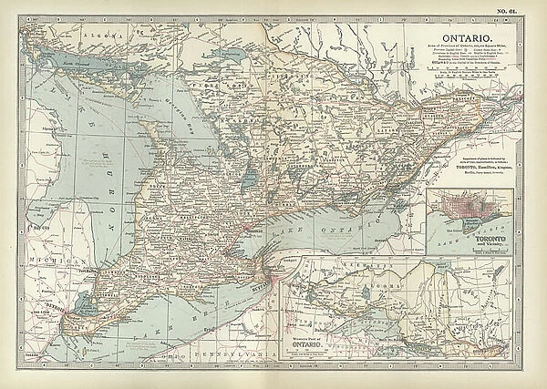 Map of Ontario, Canada, c.1900 (engraving)