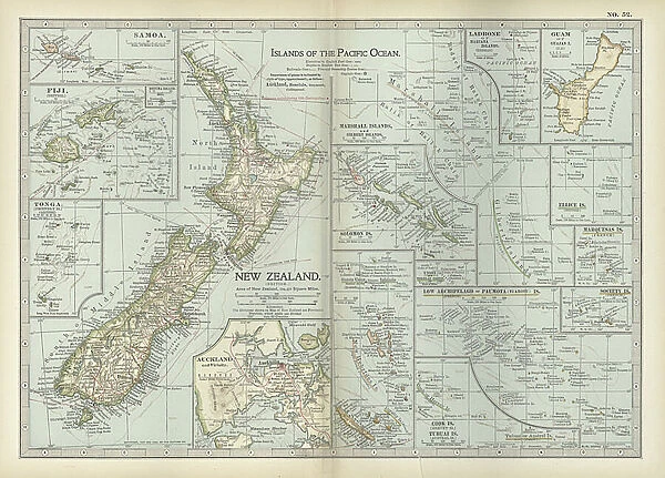 Map of Pacific Ocean Islands, c.1900 (engraving)