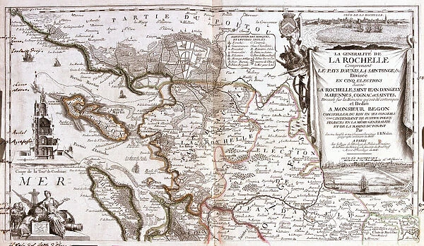 Map of Poitou Charentes (France) (Engraving, 1717)