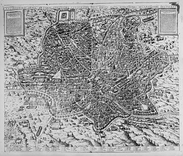 Map of Rome, 1579 (etching) (b  /  w photo)