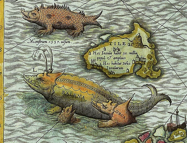 Detail of A Map of the Sea (Carta marina) by Olaus Magnus (1490-1557), 1572 (engraving)