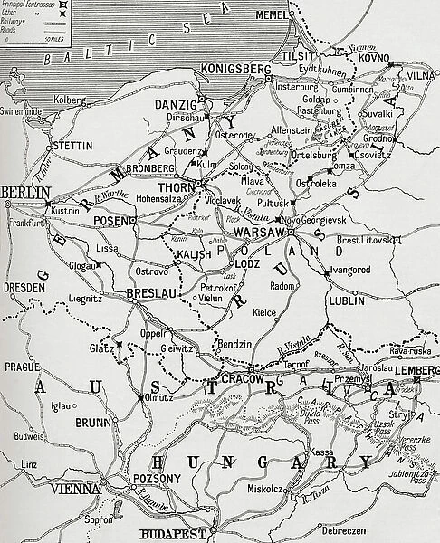 Map showing the eastern area of the great war (litho)