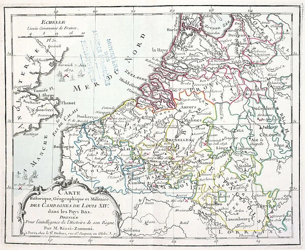 Map showing the military campaigns of Louis XIV in the Low Countries