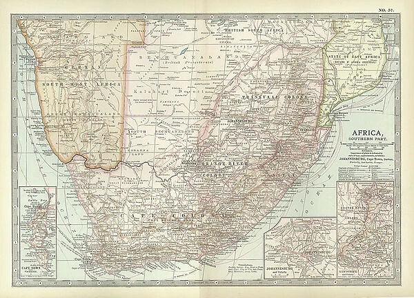 Map of Southern Africa, c.1900 (engraving)