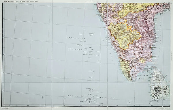 Map of Southern India, 1898 (colour lithograph)