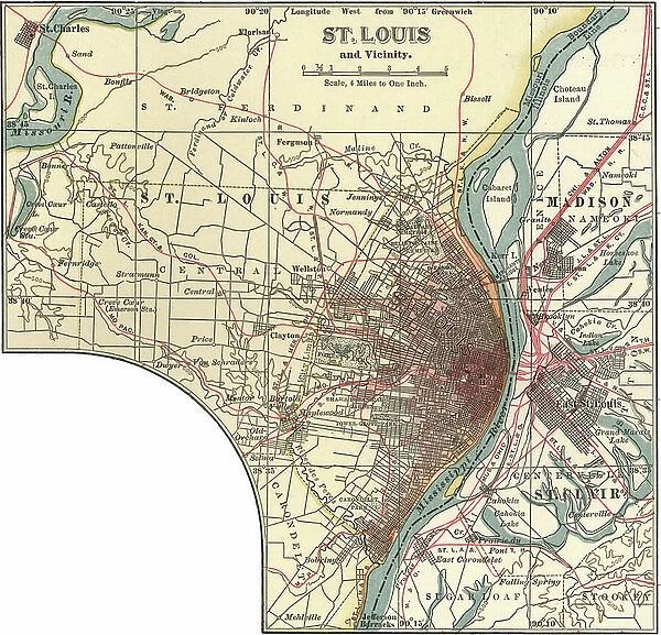 Map of St. Louis, c.1900 (engraving)