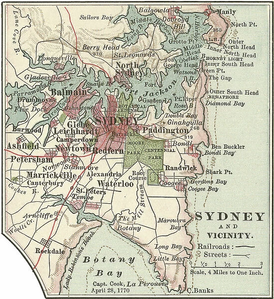 Map of Sydney, c.1900 (engraving)