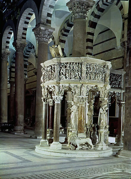 Marble Pulpit, by Giovanni Pisano (1245 / 50-c.1314) 1302-10 (marble)