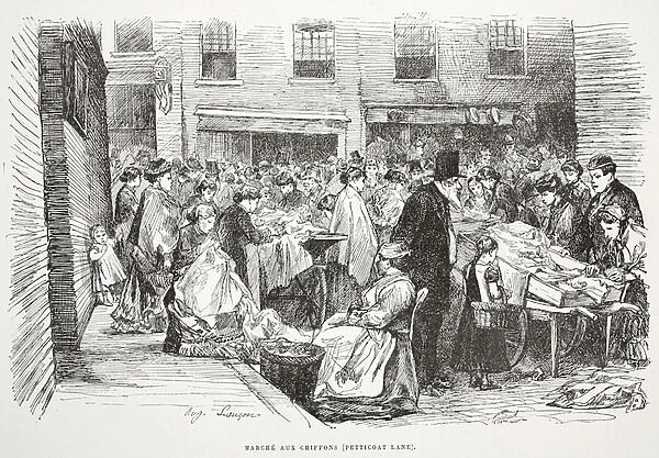 Marche aux Chiffons (Petticoat Lane), illustration from La Rue a Londres, pub