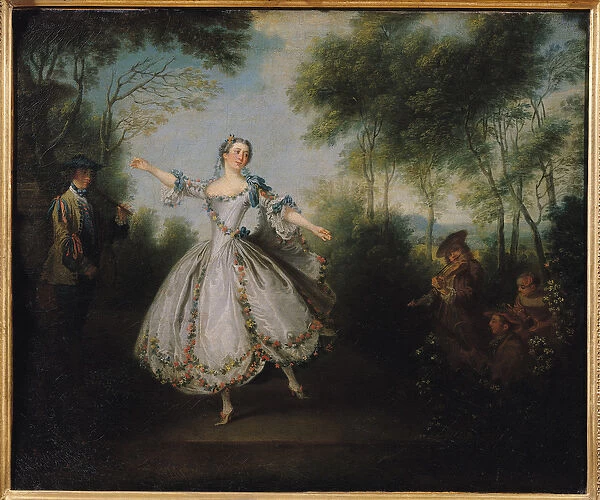 Marie-Anne Cuppi (1710-70) known as La Camargo, dancing, 1730 (oil on canvas)