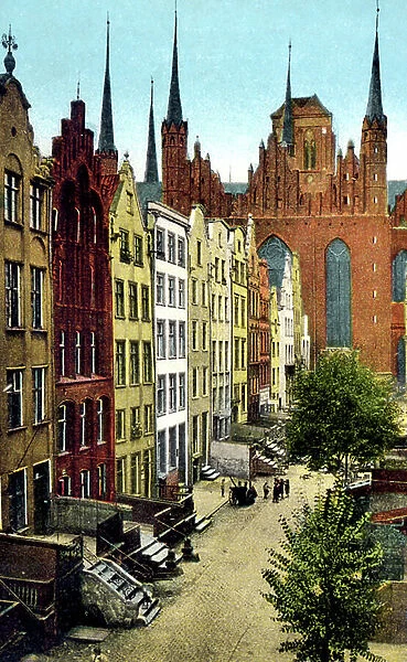 the Marienkirche in Gdansk, Poland c. 1915, postcard