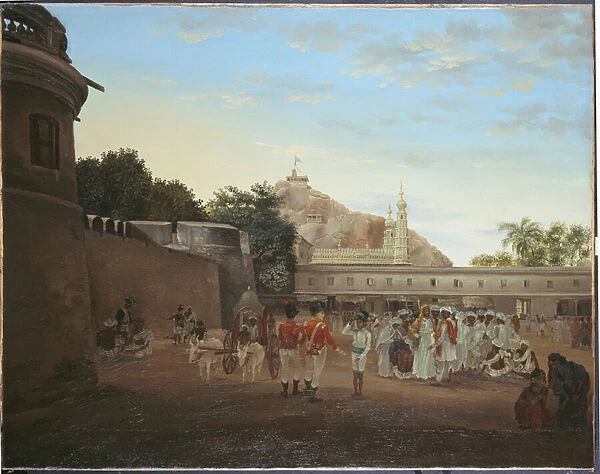 The Market Place of Trichinopoly, 1800 (oil on canvas)