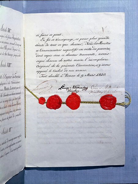 Marriage contract of Emperor Napoleon Bonaparte (1769-1821) and Marie-Louise (1791-1847