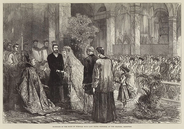 Marriage of the Duke of Norfolk with Lady Flora Hastings, at the Oratory, Brompton (engraving)
