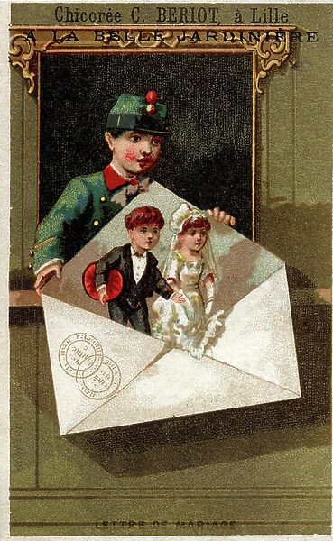 Marriage letter, chromolithography from the end of the 19th century