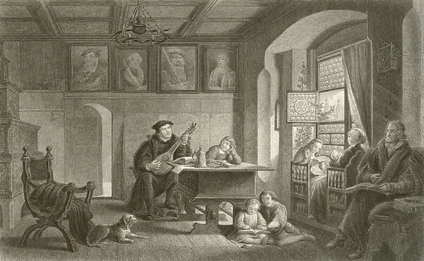 Martin Luthers home at Wittemberg (engraving)