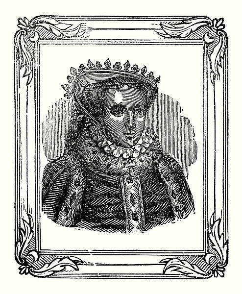 Mary was born in 1515, crowned in 1553, and died in 1558 (engraving)