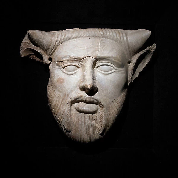 Mask of Achelous, 1st century BC, terracotta, National Roman Museum at the Baths of Diocletian, Rome, Italy