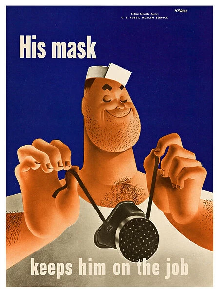 His mask keeps him on the job. c. 1944