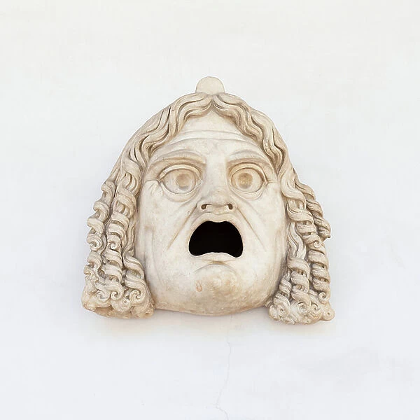 Mask of a satyr, 2nd century AD, white marble, National Roman Museum at the Baths of Diocletian, Rome, Italy