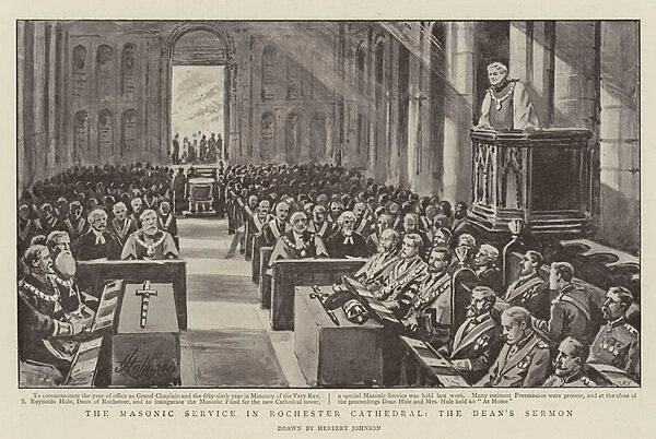 The Masonic Service in Rochester Cathedral, the Deans Sermon (engraving)