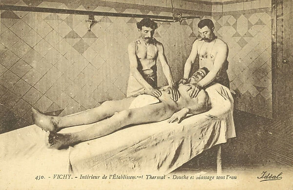 Massage Treatment, Vichy, France (b  /  w photo)