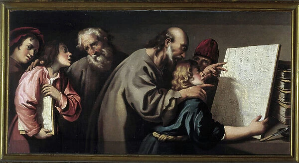 Master of arithmetic, sd. 17th century. Painting by Pietro della Vecchia (1602-1678). Galleria Estense, Modene