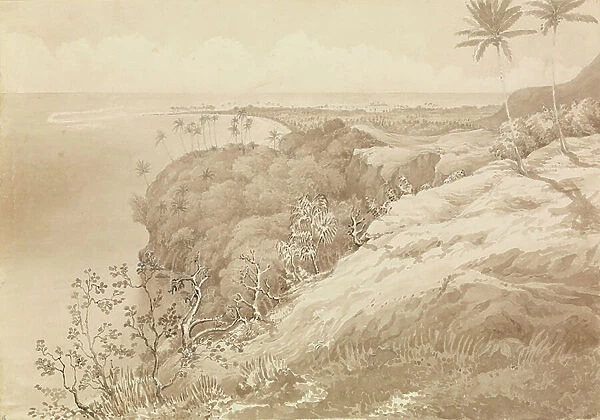 Matavai Bay and Point Venus, Tahiti, Augt 24th 1849 [Society Islands], 1849 (graphite, wash)